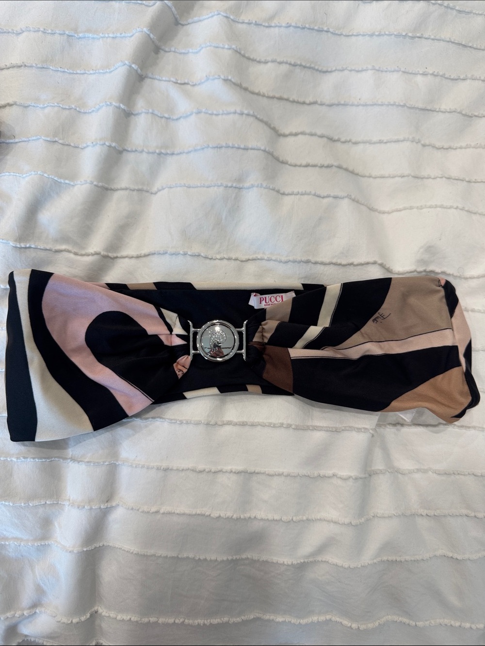 PUCCI Multicolor bikini top with Silver Emblem